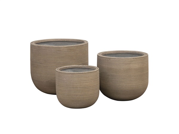 Ficonstone Horizontal Stripe Low Round Pot Set
