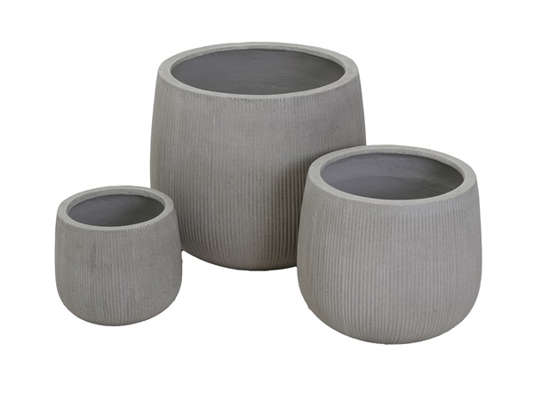 Ficonstone Vertical Stripe Low Round Pot Set