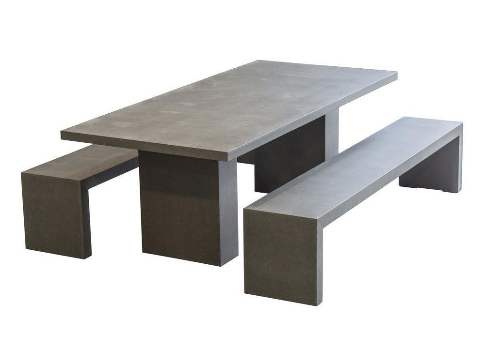 3 Piece Cement Bench Outdoor Dining Setting Brooklyn Excalibur NZ
