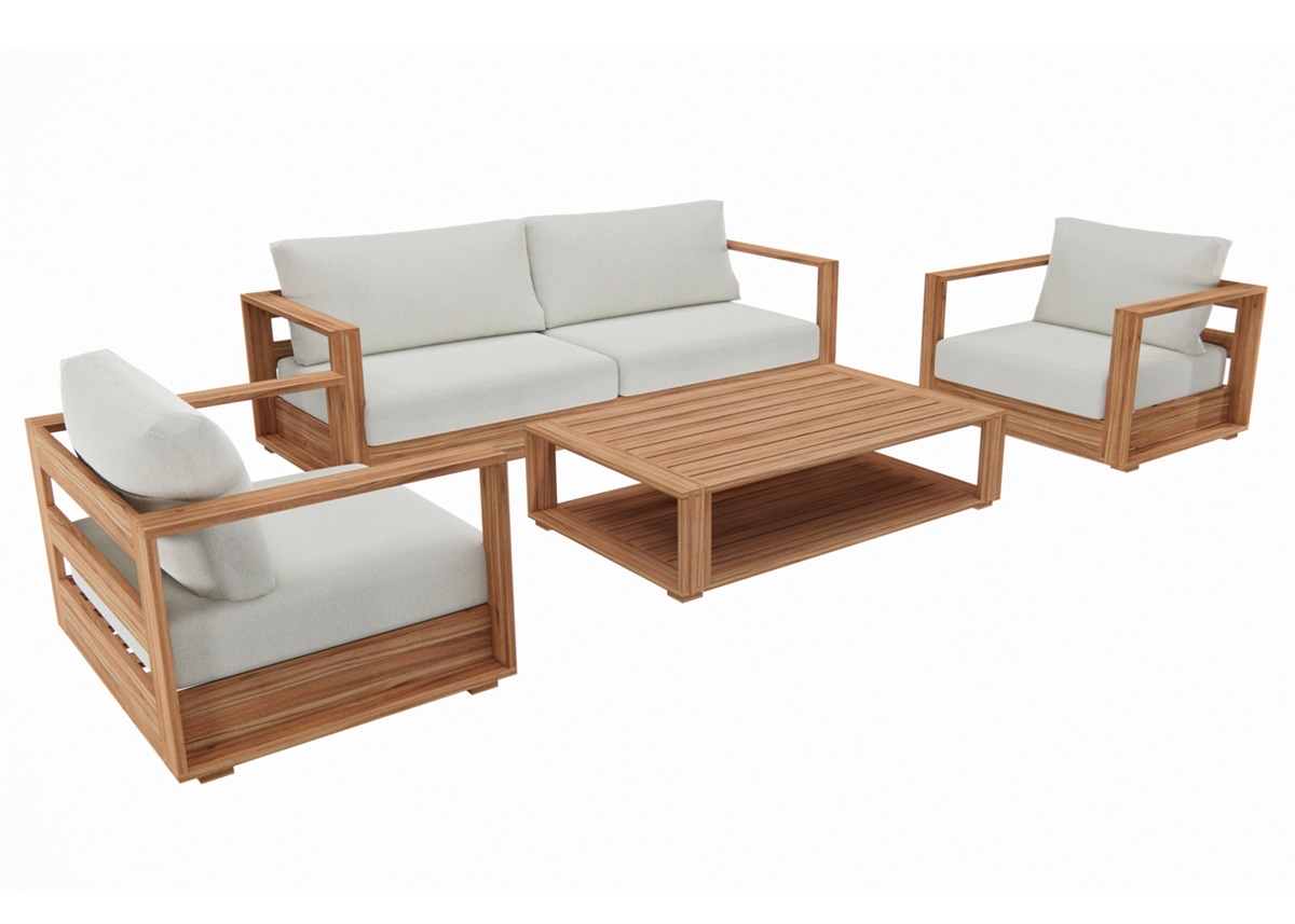 4 Piece Teak Cushion Outdoor Lounge Setting Cortez Excalibur Nz