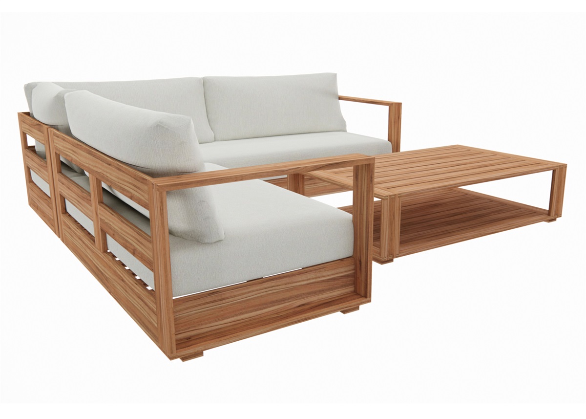 Outdoor Corner Sofa Teak Coffee Table Set Cortez Excalibur Nz