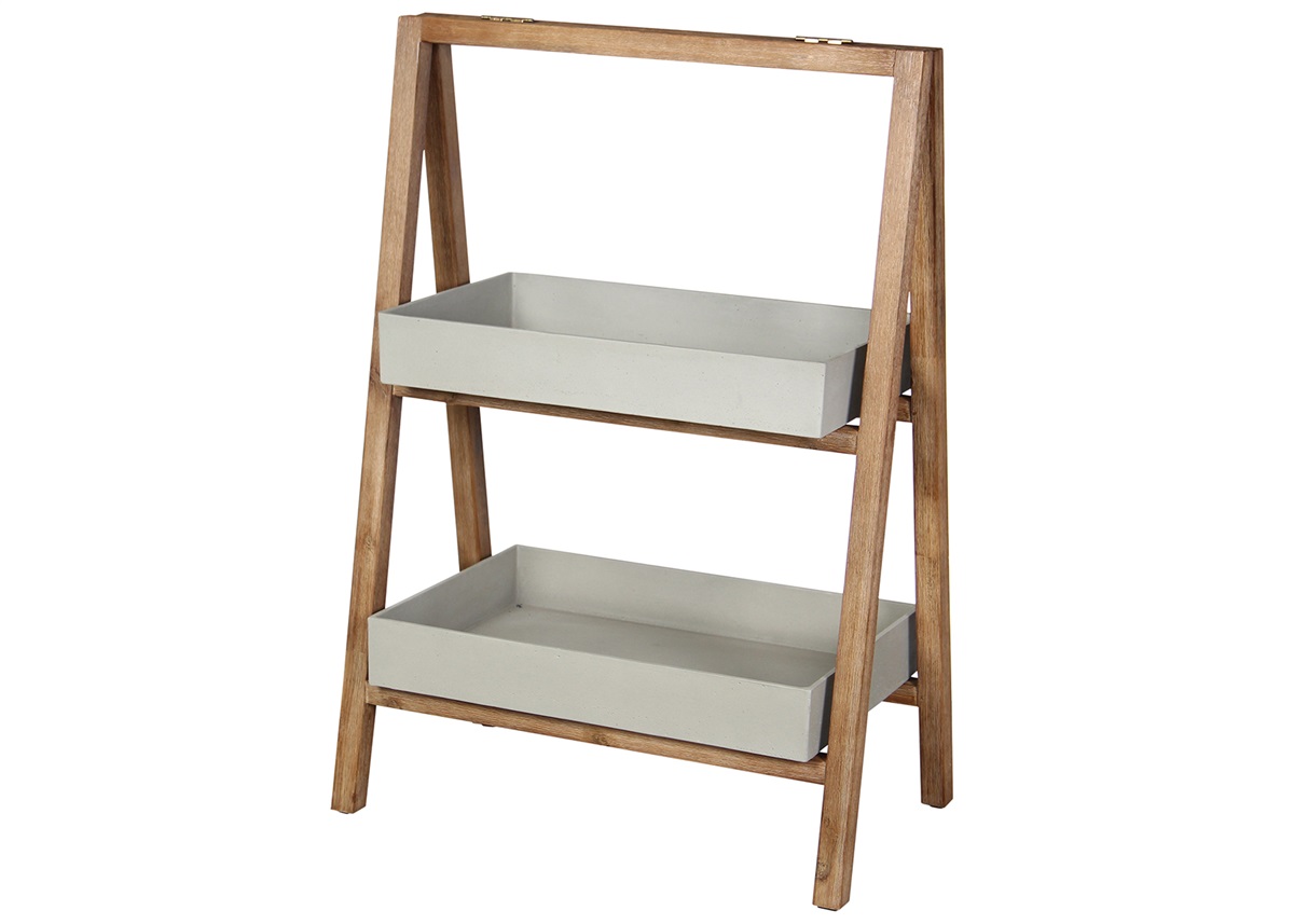 Outdoor Ladder Garden Shelf Brooklyn Acacia Cement Excalibur NZ